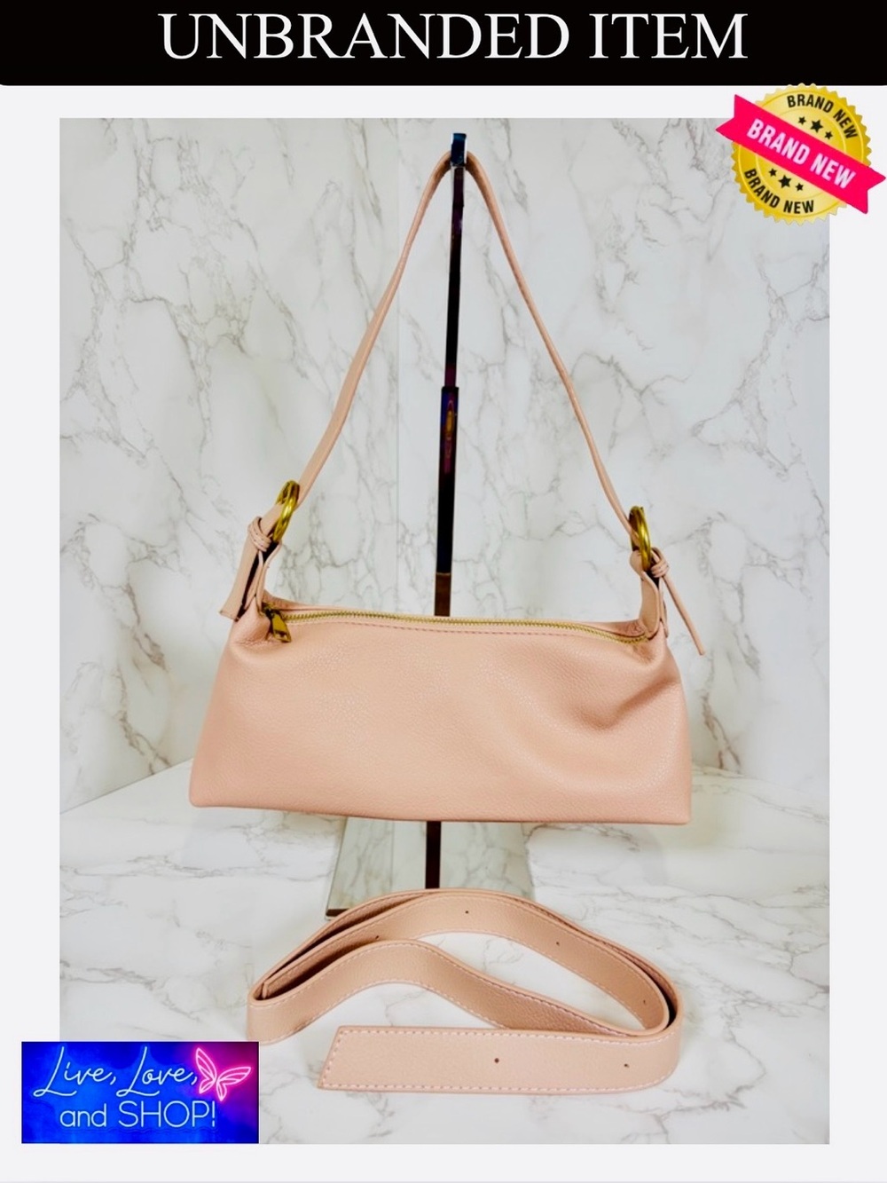 A2-CS-2H: PURSE: Blush Pink Leather Shoulder Bag w/Dust Bag, NWOT